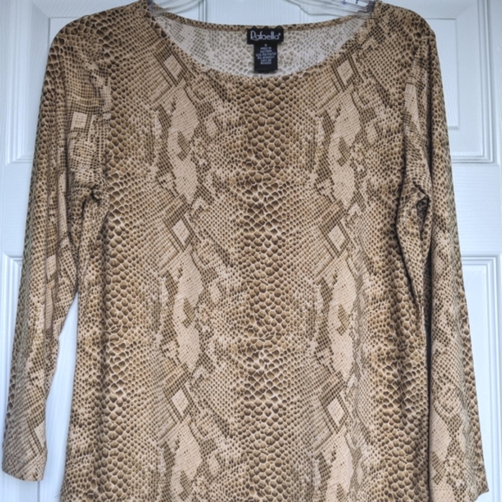 Rafaella Stretch snakeskin blouse top long sleeves size S